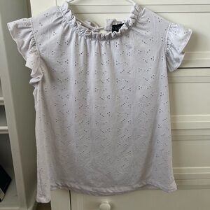 White Ruffled Short Sleeve Top